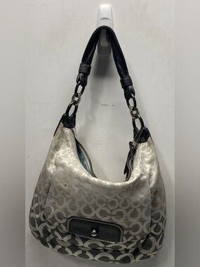 Coach Kristin Y2K shoulder bag featuring an Op Art ombre design in gray GUC